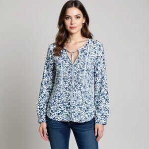 Old Navy Floral Blouse Womens Size Large Cottagecore Paisley Peasant Top NWT